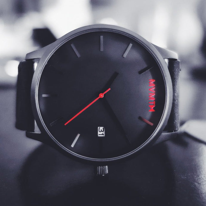 Black & Black Leather Watch by MVMT